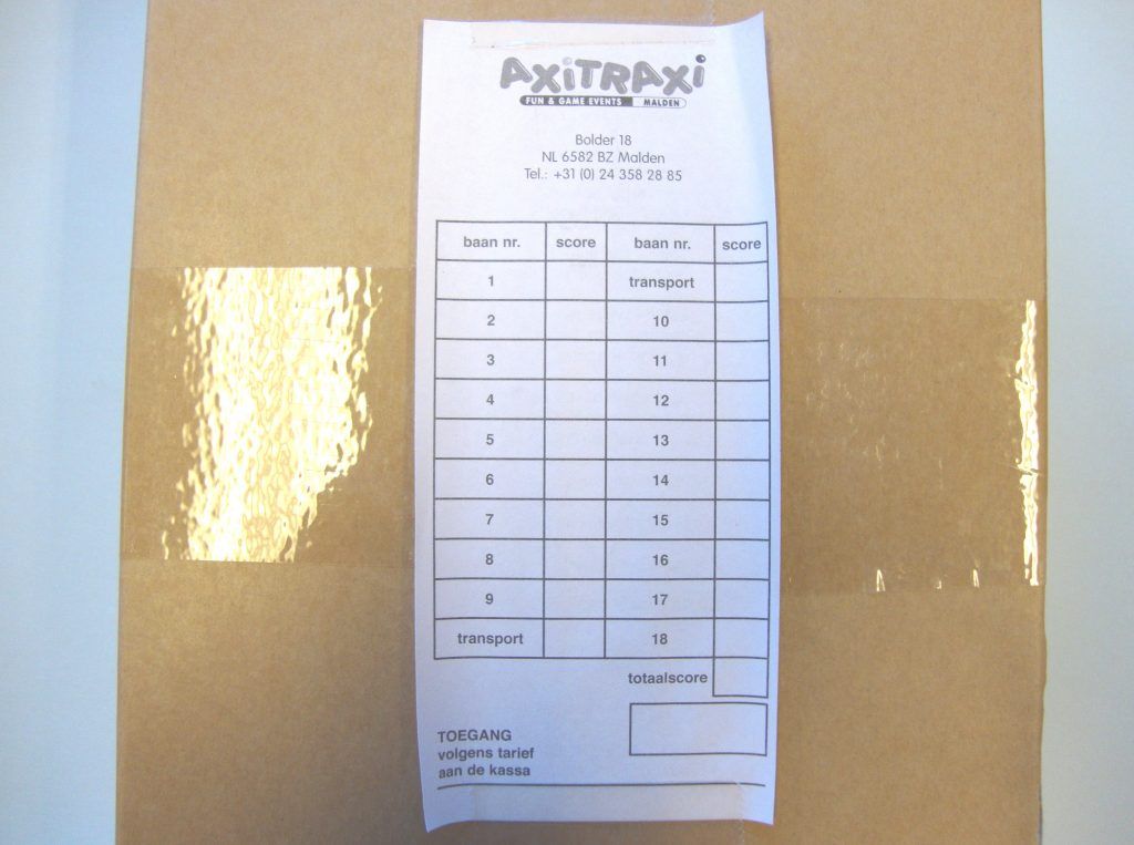 Scorekaarten Midgetgolf - Axitraxi